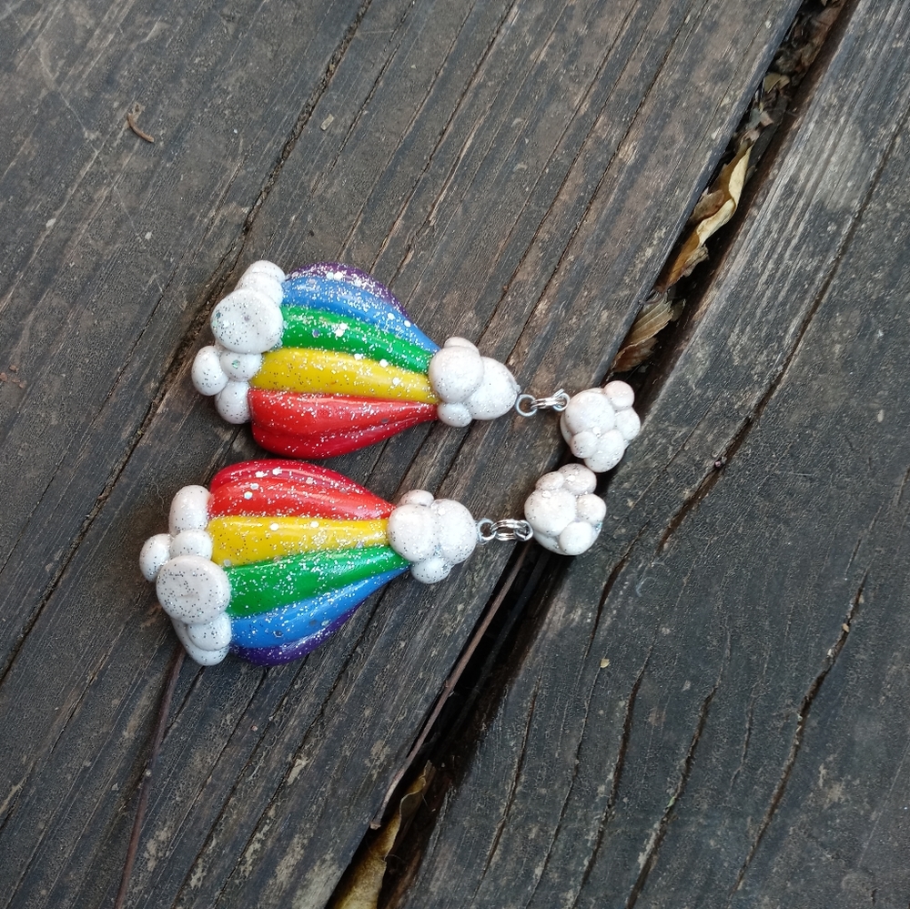 🌈 Rainbow ☁  Earrings Glitter 🌟🌈✨ - Picture 3 of 4